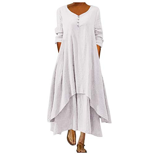 ONHUON Casual Dress for Women?Women Casual Sleeveless V-Neck Tie Dye Loose Maxi Dresses Boho Long Dresses Summer Beach Dress White