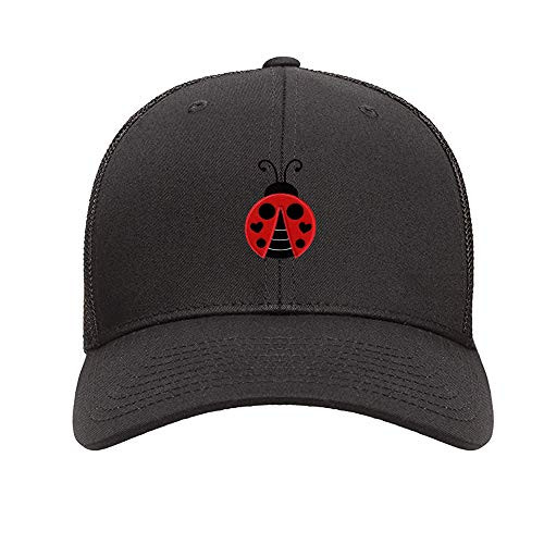 N-A Black Embroidered Mommy Ladybug Trucker Hats Dad Caps with Design Snapback Hat