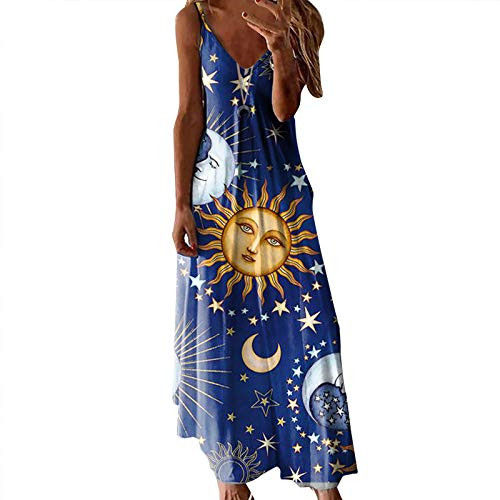 Cbcbtwo Dresses for Women Casual- Women's Gradient V Neck Long Maxi Dress Sleeveless Plus Size Summer Party Cami Long Dress Blue