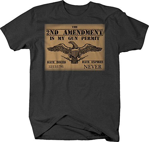 2nd Amendment Gun Permit American Eagle NRA Graphic T Shirt for Men 5XL Graphite