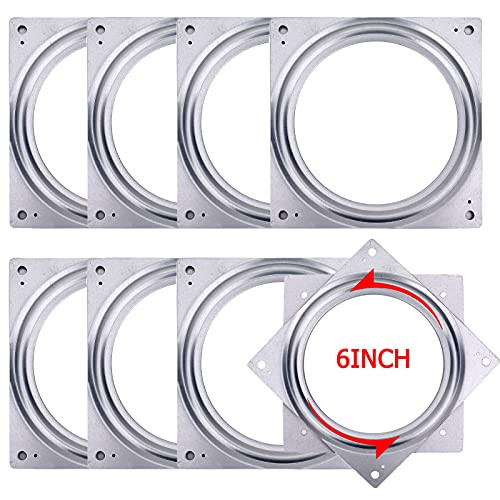 8 Pack 6 Inch Lazy Susan Turntable Bearings Plate 5/16inch Thick Square Lazy Susan Hardware- Rotating Swivel Plate for Serving Trays- Kitchen Storage Racks- Craft Table