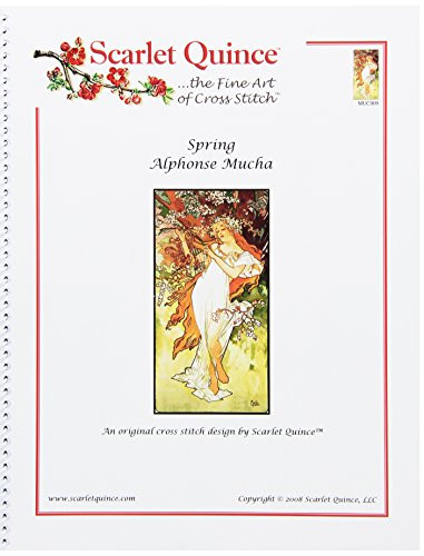 Scarlet Quince MUC009 Spring by Alphonse Mucha Counted Cross Stitch Chart- Regular Size Symbols
