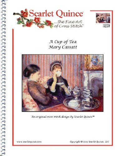 Scarlet Quince CAS003lg A Cup of Tea by Mary Cassatt Counted Cross Stitch Chart- Large Size Symbols