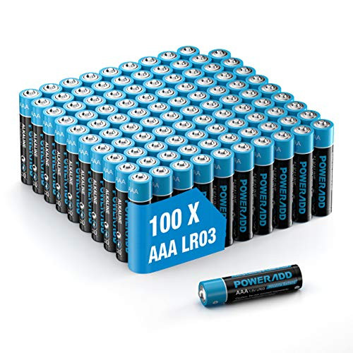 POWERADD AAA Alkaline Batteries Long Lasting- All-Purpose Battery for Household and Business - 100 Count