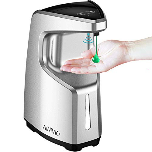 AiNiViO Touchless Soap Dispenser- 15.2 oz /450ml Automatic Hand Sanitizer Dispenser Battery Operated- Countertop/Wall Mounted Adjustable Volume Soap Dispensing- All-Liquid Suited