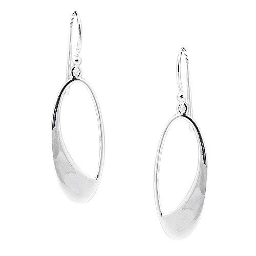 925 Solid Sterling Silver Teardrop Dangling Thread Earrings - Open Oval Long Hoop Hypoallergenic Jewelry