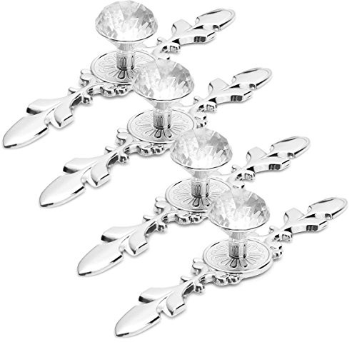 Cabinet Drawer Knob Diamond Crystal Drawer Pull Handle Door Dresser Cupboard Furniture Knobs Wardrobe Cabinet Cupboard Pull Handle (Pack of 4)(121mm)
