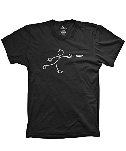 Guerrilla Tees Stickman Disc Golf Shirt Funny Tshirts Frisbee Golf tee Summer tees- Black- Large