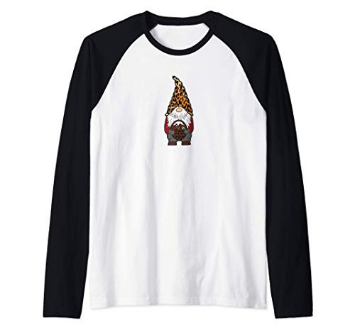 Easter Gnome with Leopard Print Hat and Easter Eggs Basket Raglan Baseball Tee