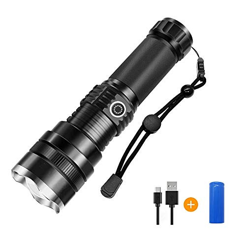 Rechargeable LED Flashlight Super Bright Tactical Flashlight High Lumens Handheld Flashlight with 26650 Battery Zoomable Flashlight for Camping Hiking Hunting Emergencies Rechargeable LED Flashlight Super Bright Tactical Flashlight High Lumens Handheld Flashlight with 26650 Battery Zoomable Flashlight for Camping Hiking Hunting Emergencies