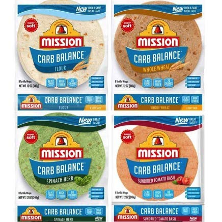 Mission Carb Balance Tortilla Variety Pack - Flour- Whole Wheat- Spinach Herb- and Tomato Basil