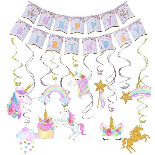 Unicorn Birthday Decorations, Unicorn Party Decorations, Unicorn Party Supplies, Uincorn Party Favors, Unicorn Happy Birthday Banner and Unicorn Hanging Swirl for Girls Birthday Party Decorations Unicorn Birthday Decorations, Unicorn Party Decorations, Unicorn Party Supplies, Uincorn Party Favors, Unicorn Happy Birthday Banner and Unicorn Hanging Swirl for Girls Birthday Party Decorations