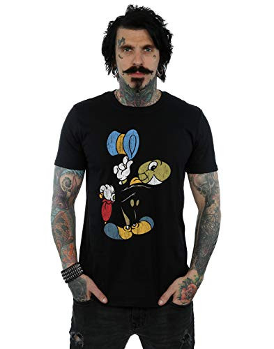 Disney Men's Pinocchio Jiminy Cricket T-Shirt Black Medium
