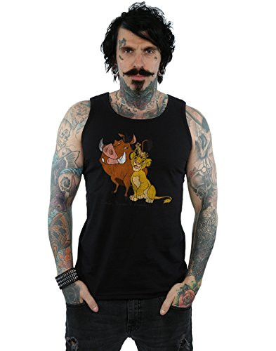 Disney Men's The Lion King Classic Simba- Timon and Pumbaa Tank Top Medium Black