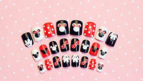 Disney princess Mickey Mouse Minnie Mouse Press on nails 24 piece full set Mickey Mouse ears Disney decor Fake nails ready to wear nail extensions nail kit -P1- Disney princess Mickey Mouse Minnie Mouse Press on nails 24 piece full set Mickey Mouse ears Disney decor Fake nails ready to wear nail extensions nail kit -P1-