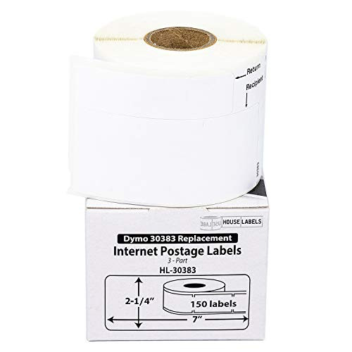 HOUSELABELS Compatible DYMO 30383 Internet Postage Labels -2-1/4inch x 7inch- Compatible with Rollo- DYMO LW Printers- 4 Rolls / 150 Labels per Roll