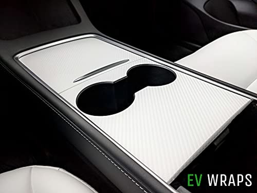 EV Wraps Tesla Model 3 / Model Y Center Console Wrap - White Carbon Fiber -Gen 2.0-