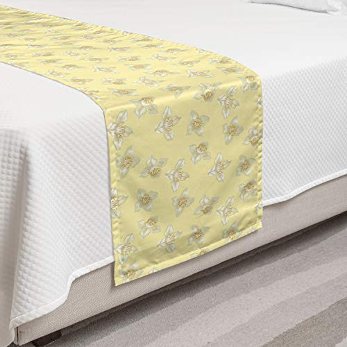 Ambesonne Jasmine Bed Runner- Pastel Romance with Soft Repetitive Petals Botanical Bloom Pattern- Decorative Accent Bedding Scarf for Hotels Homes and Guestrooms- Twin- Pale Yellow Pale Khaki Ambesonne Jasmine Bed Runner- Pastel Romance with Soft Repetitive Petals Botanical Bloom Pattern- Decorative Accent Bedding Scarf for Hotels Homes and Guestrooms- Twin- Pale Yellow Pale Khaki