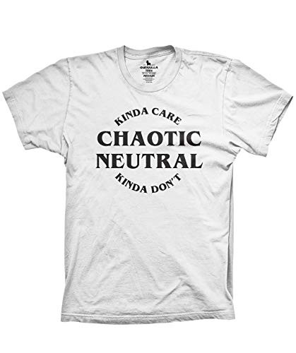 Guerrilla Tees Dungeons and Dragons Shirts Chaotic Neutral Tshirt- White- X-Large