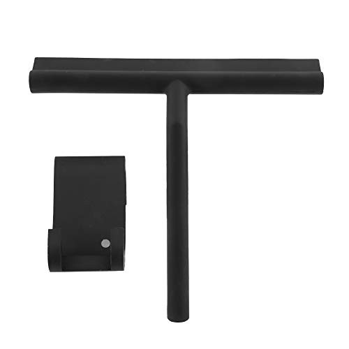 Window Shower Squeegee Scraper Cleaning Scrubber Rubber Blade with Holder for Mirror Bathroom Kitchen Car Doors Glass Black