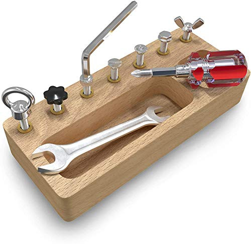 Panda Brothers Montessori Screw Driver Board for Kids - Basic Skills Educational Sensory Toy- Learning Wooden Montessori Materials for 3 4 5 Year Old Kids and Toddlers- Preschool- Classroom STEM Toy