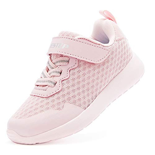 Weestep Little Kid Boys and Girls Lightweight Hook and Loop Running Sneaker- Pink- 8 Toddler