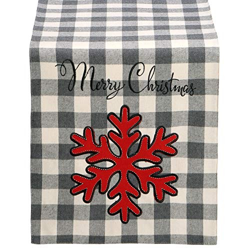 Feuille Christmas Table Runners 72 inch Buffalo Plaid Table Runner with Snowflake- Grey Plaid Table Runner for Christmas- Perfect for Christmas Decorations Indoor Feuille Christmas Table Runners 72 inch Buffalo Plaid Table Runner with Snowflake- Grey Plaid Table Runner for Christmas- Perfect for Christmas Decorations Indoor