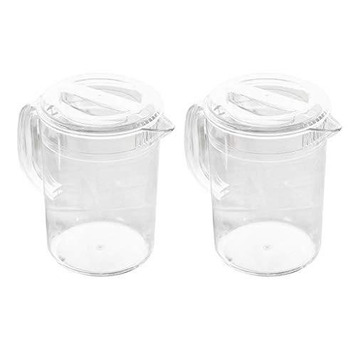 D DOLITY 2x Plastic Pitcher with Lid Drinks Water Jug for Hot/Cold Lemonade Juice Beverage Jar Ice Tea Kettle 2L