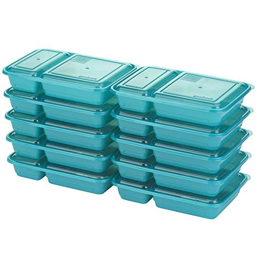 Good Cook 10784 Meal Prep on Fleek, 2 Compartment BPA Free, Microwavable/Dishwasher/Freezer Safe Teal