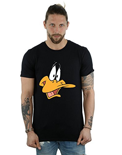 Looney Tunes Men's Daffy Duck Face T-Shirt Large Black