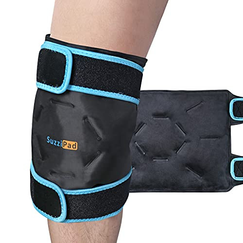 SuzziPad Knee Ice Pack for Injuries Reusable Gel Cold Pack with Cold Compress- Flexible Ice Pack Wrap for Knee Pain Relief- Arthritis- Tendonitis- Meniscus Tear- ACL- Swelling- Knee Surgery