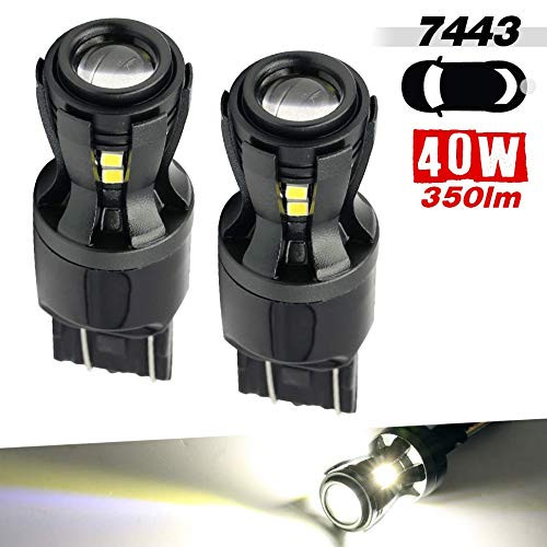 2 Bulbs 3157/7443/1157 Red/White/Yellow LED Light bulbs 40W for Turn Signal/Brake/Tail Light bulbs 2835 LED Chips (7443, White)