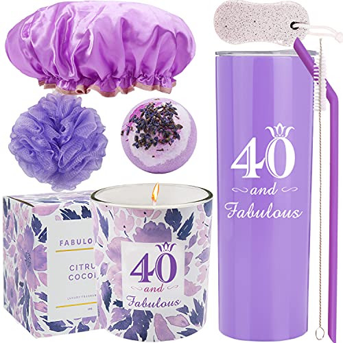 40th Birthday Tumbler- 40th Birthday Gifts for Women- 40 Birthday Gifts- Gifts for 40th Birthday Women- 40th Birthday Decorations- Happy 40th Birthday Candle- 40th Birthday Party Supplies