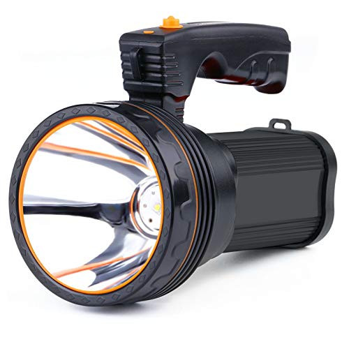 6000 Lumens Handheld Flashlights-35W LED Rechargeable Flashlight-Super Bright Waterproof Handheld Flashlight Spotlight for Outdoor Camping Adventure-Black-