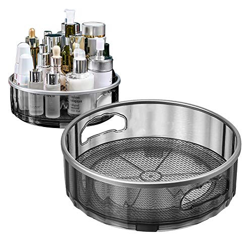 KaryHome 2-Pack Lazy Susan Cabinet Organizer- Plastic Lazy Susan Turntable- 9inch  and  12inch Rotating Round Lazy Susan Spice Rack Organizer for Pantry- Countertop- Grey