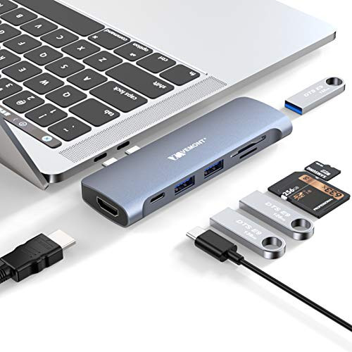 VEMONT 7 in 2 USB C Hub for MacBook-Type C Adapter with Thunderbolt 3-PD 100W-4K HDMI-3USB 3.0 Ports-SD/TF Card Reader-USB C Docking Station for MacBook pro 2020-2016-MacBook Air 2020-2018 VEMONT 7 in 2 USB C Hub for MacBook-Type C Adapter with Thunderbolt 3-PD 100W-4K HDMI-3USB 3.0 Ports-SD/TF Card Reader-USB C Docking Station for MacBook pro 2020-2016-MacBook Air 2020-2018