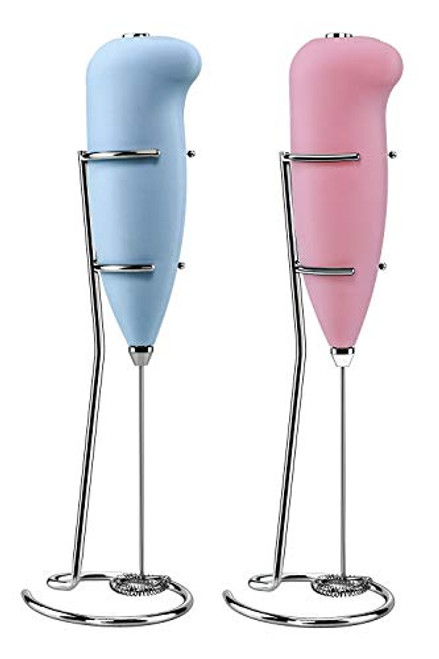 Milk Frother Handheld Foam Maker for Lattes - Whisk Drink Mixer for Bulletproof Coffee- Electric Whisk for Cappuccino- Frappe- Matcha- Hot Chocolate? Pink/Blue- Milk Frother Handheld Foam Maker for Lattes - Whisk Drink Mixer for Bulletproof Coffee- Electric Whisk for Cappuccino- Frappe- Matcha- Hot Chocolate? Pink/Blue-