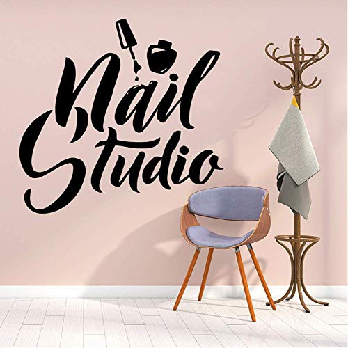 WSZAGM Wall Sticker 59Cm57Cm Beauty Salon Wall Decals Nail Art Polish Decor Manicure Pedicure Vinyl Mural Wall Windows Stickers Nail Studio Logo