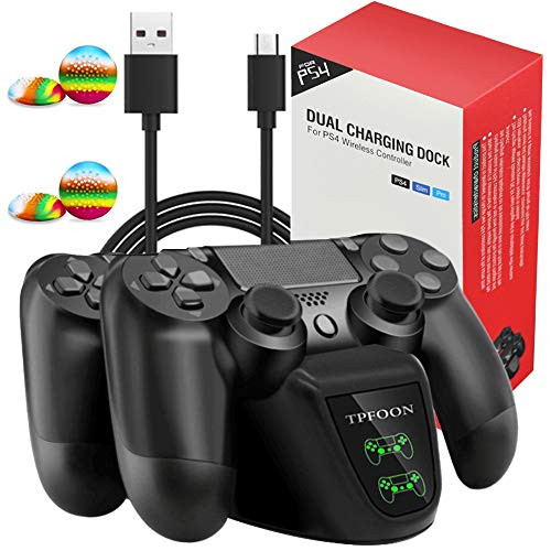PS4 Controller Charger, Dual Shock 4 Controller Charging Docking Station for PS4/PS4 Slim/PS4 Pro Controller with 6.5ft Charge Cable, LED Light Indicators