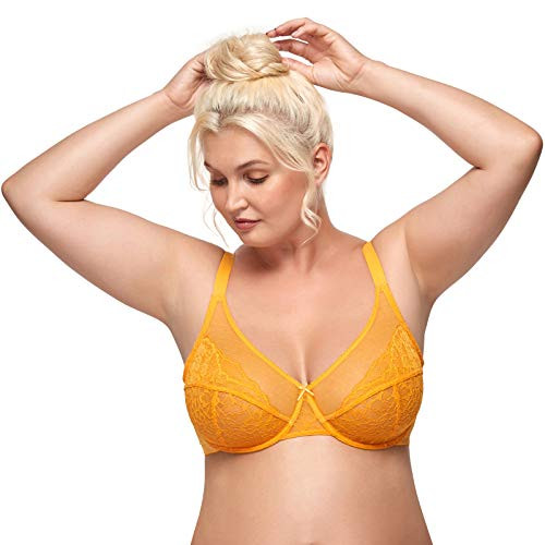 HSIA Women's Underwire Bra Minimizer Lace Floral Bra Unlined Unpadded Plus Size Full Coverage Bra