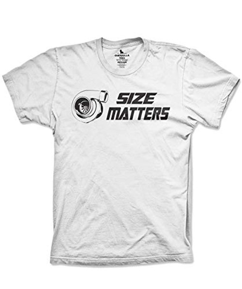 Guerrilla Tees Size Matters JDM Tshirt Turbocharger tee Boost Turbo Racing Shirt- White- Large Guerrilla Tees Size Matters JDM Tshirt Turbocharger tee Boost Turbo Racing Shirt- White- Large