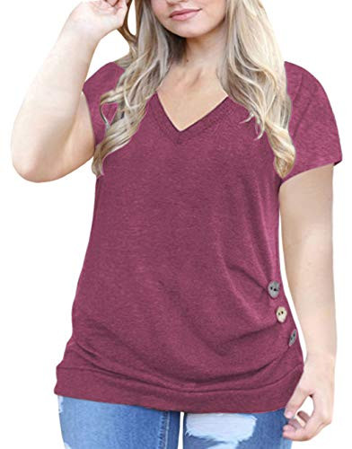Plus Size Shirts for Women 3X Casual Loose Tunic Tops for Summer Wine Red 24W