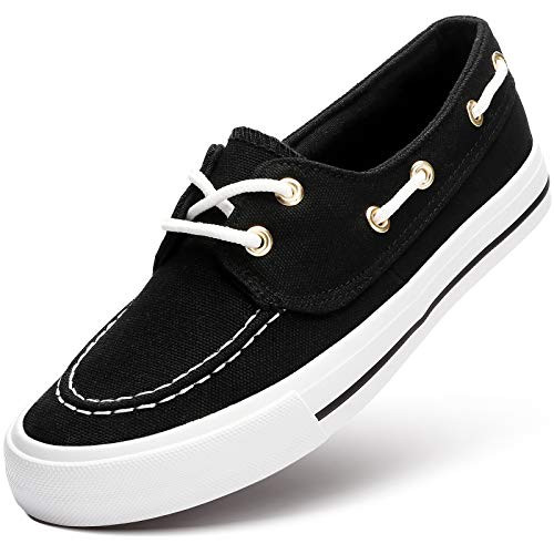 ZGR Women's Slip On Canvas Shoes Fashion Casual Sneakers for Women-Black-US7-