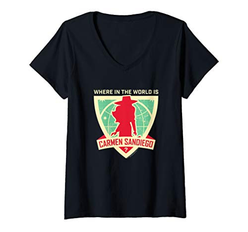 Womens Carmen Sandiego Where in the World? V-Neck T-Shirt