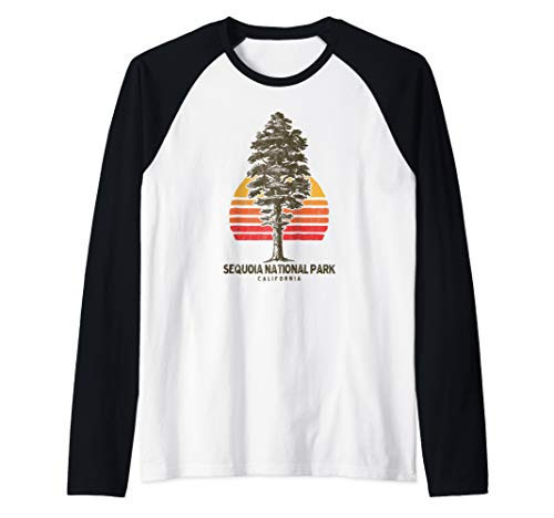 Sequoia National Park Retro Tree Minimalist Graphic Raglan Baseball Tee