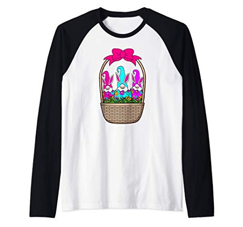 Easter Egg Gnomes Basket Colorful Spring Bunny Ears Rabbit Raglan Baseball Tee Easter Egg Gnomes Basket Colorful Spring Bunny Ears Rabbit Raglan Baseball Tee