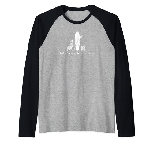 Surf SUP Paddle Board Dog Beer My Favorite Things Raglan Baseball Tee