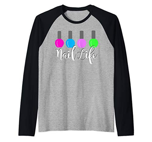 Nail life cute nail tech technician apparel gift polish tee Raglan Baseball Tee