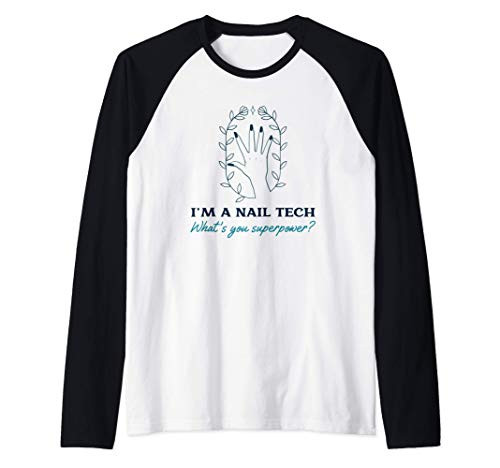 Funny Cute Nail Tech What's your Superpower? Raglan Baseball Tee