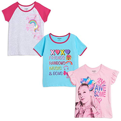 JoJo Siwa Big Girls 3 Pack Short Sleeve T-Shirt Pink/White/Blue 7-8